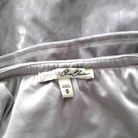 Express One Eleven Strappy Top Gray Velvety Tiered Dressy Cami Stretch EUC Sz M - Picture 3 of 4